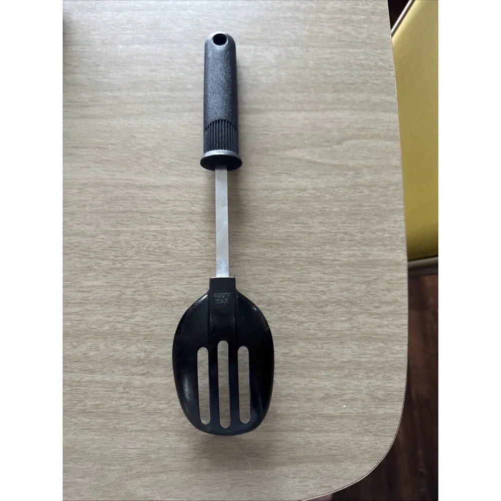 Vintage Ekco Nylon Slotted Spoon Black Serving Heat Resistant Cooking 12